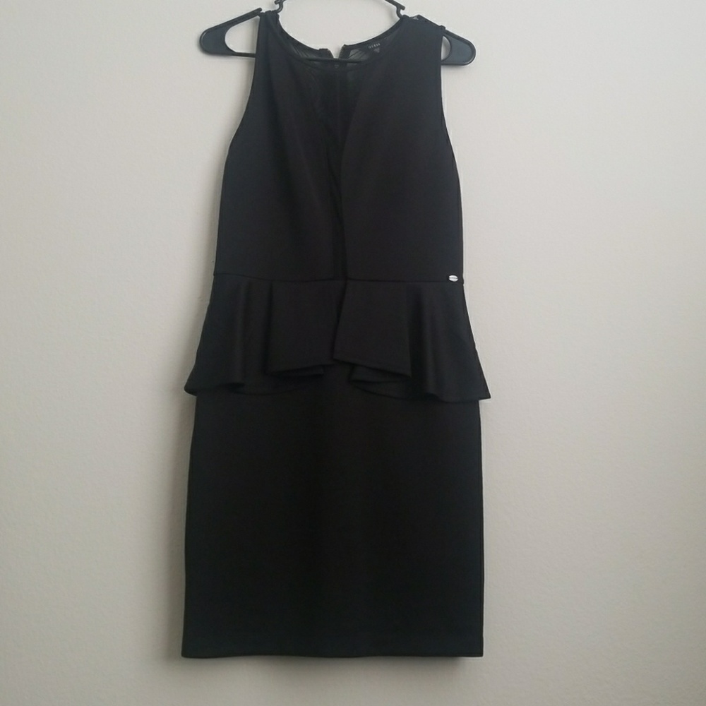 Guess Mesh Back Peplum Dress